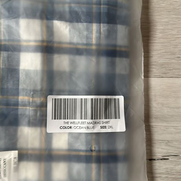 Line of Trade The‎ Wellfleet Madras Shirt Ocean Blue 2XL NWT in packaging - Picture 8 of 9